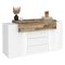 Credenza bianco lucida e acero 160x45x86h cm 3 ante e 3 cassetti - Arbon