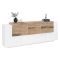 Credenza bianco lucida e acero 220x45x86h cm 5 ante e 2 cassetti - Akirum