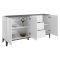Credenza bianco lucida e ardesia 160x40x82h cm 3 ante e 3 cassetti - Abic
