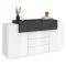Credenza bianco lucida e ardesia 160x45x86h cm 3 ante e 3 cassetti - Arbon