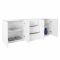 Credenza bianco lucida moderna 224x44x86h cm 4 ante e 3 cassetti - Zeus