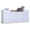 Credenza Bianco Lucido Marrone Rovere 6 Ripiani Apertura Battente 160x35x70h cm, 4 Ante Made in Italy - Swink