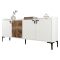 Credenza Bianco Marrone Noce 2 Ripiani 4 Ante 180x35x78h cm, 1 Anta Effetto Legno - Elini