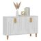 Credenza Bianco Marrone Rovere 2 Ripiani 4 Ante 120x30x74h cm, 4 Vani - Venerina