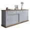 Credenza Bianco Marrone Rovere 3 Cassetti 2 Ripiani 220x50x95h cm, Apertura Scorrevole - Malonno