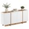 Credenza Bianco Marrone Rovere 4 Ripiani 4 Ante 180x45x80h cm, 8 Vani - Nolona