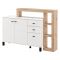Credenza Bianco Marrone Rovere Nodi 3 Cassetti 5 Ripiani 145x35x101h cm, Apertura Battente, Scorrevole - Valiza