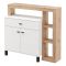 Credenza Bianco Marrone Rovere Nodi un Cassetto 5 Ripiani 106x35x101h cm, Apertura Battente, Scorrevole - Banos