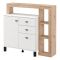 Credenza Bianco Opaco Marrone Rovere 4 Ripiani 3 Cassetti 106x35x101h cm, Un'anta - Coloni