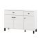 Credenza Bianco Opaco Nero 2 Cassetti 3 Ripiani 116x35x78h cm, Apertura Battente, Scorrevole - Jerico