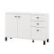 Credenza Bianco Opaco Nero 3 Cassetti 2 Ripiani 116x35x78h cm, Apertura Battente, Scorrevole - Guatav