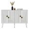 Credenza Bianco oro 2 Ripiani 4 Ante 120x30x80h cm, Effetto Geometrico - Thiene