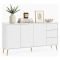 Credenza Bianco oro 3 Cassetti 2 Ripiani 179x40x98h cm, Apertura Battente, Scorrevole - Lenasi