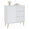 Credenza Bianco oro 3 Cassetti Apertura Battente, Scorrevole 91x40x98h cm, Un'anta - Lemihapa