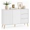 Credenza Bianco oro 3 Cassetti un Ripiano 135x40x98h cm, Apertura Battente, Scorrevole - Lemosato
