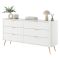 Credenza Bianco oro 6 Cassetti un Ripiano 163x38x81h cm, Apertura Scorrevole - Hali
