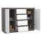 Credenza cemento e bianco lucida 120x50x90h cm 2 ante e 4 cassetti - Angelika