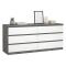 Credenza cemento e bianco lucida 153x50x70h cm 6 cassetti - Abacadabra