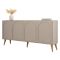 Credenza Grigio Tortora Marrone Noce 2 Ripiani 4 Ante 180x35x81h cm, 4 Vani - Niscemi