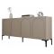 Credenza Grigio Tortora Nero 2 Ripiani 4 Vani 180x35x79h cm, 4 Ante - Torno