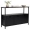Credenza Marrone Frassinato Nero 2 Ripiani 3 Vani 120x30x77h cm, 3 Ante - Noda