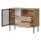 Credenza Marrone Nero 2 Cassetti 2 Ripiani 100x40x80h cm, Apertura Battente, Scorrevole - Caravino
