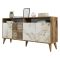 Credenza Marrone Noce Bianco Marmo Cassetti 2 Ripiani 160x35x78h cm, Apertura Battente - Benjamin