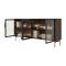 Credenza Marrone Noce Nero Antracite 2 Ripiani Apertura Battente 181x39x83h cm, 4 Ante - Hapa