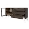 Credenza Marrone Noce Trasparente 3 Cassetti un Ripiano 181x39x83h cm, Apertura Battente, Scorrevole - Hara
