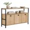 Credenza Marrone Rovere Nero 2 Ripiani 3 Vani 120x30x77h cm, 3 Ante - Noda