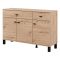 Credenza Marrone Rovere Nodi 3 Ripiani 2 Cassetti 116x35x78h cm, 4 Vani - Jerico