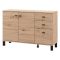 Credenza Marrone Rovere Nodi Nero 3 Cassetti 2 Ripiani 116x35x78h cm, Apertura Battente, Scorrevole - Guatav