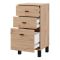 Credenza Marrone Rovere Nodi Nero un Ripiano 3 Cassetti 39x35x78h cm, Apertura Scorrevole - Vilcab