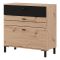Credenza Marrone Rovere Nodi Nero un Ripiano 3 Cassetti 77x35x78h cm, Apertura Scorrevole - Diani