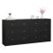 Credenza nera 143x30x68h cm 6 cassetti - Rick
