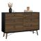 Credenza nera,noce 150x40x94h cm 6 cassetti - Anturio