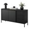 Credenza Nero 3 Cassetti 2 Ripiani 154x40x81h cm, Apertura Battente, Scorrevole - Hatomo