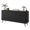 Credenza Nero 3 Cassetti 2 Ripiani 163x38x81h cm, Apertura Battente, Scorrevole - Halilala