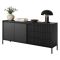 Credenza Nero 3 Cassetti 2 Ripiani 187x40x81h cm, Apertura Battente, Scorrevole - Hatone