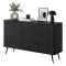 Credenza Nero 3 Cassetti un Ripiano 138x38x81h cm, Apertura Battente, Scorrevole - Halilomo