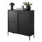 Credenza Nero 5 Ripiani Apertura Battente 104x40x123h cm, 3 Ante - Hatolaro