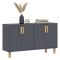 Credenza Nero Antracite Marrone Rovere 2 Ripiani 4 Ante 120x30x74h cm, 4 Vani - Venerina