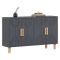 Credenza Nero Antracite Marrone Rovere 2 Ripiani 4 Vani 120x30x74h cm, 4 Ante - Colzano