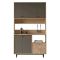 Credenza Nero Antracite Marrone Rovere 4 Ripiani 2 Cassetti 120x36x205h cm, 6 Ante - Pianella