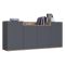Credenza Nero Antracite Marrone Rovere 6 Ripiani Apertura Battente 160x35x70h cm, 4 Ante Made in Italy - Swink