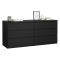 Credenza Nero Effetto Legno 6 Cassetti Apertura Scorrevole 154x50x70h cm, Chiusura Scorrevole - Abacadabra