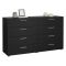 Credenza Nero Effetto Legno 8 Cassetti Apertura Scorrevole 140x40x82h cm, Chiusura Scorrevole - Phethai