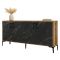Credenza Nero Marmo Marrone Noce 2 Ripiani 4 Ante 160x35x78h cm, 4 Vani - Sinopoli