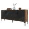 Credenza Nero Marmo Marrone Noce 2 Ripiani 4 Ante 180x35x78h cm, 4 Vani - Pollein
