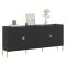 Credenza Nero oro Cassetti 4 Ripiani 203x49x83h cm, Apertura Battente - Viale